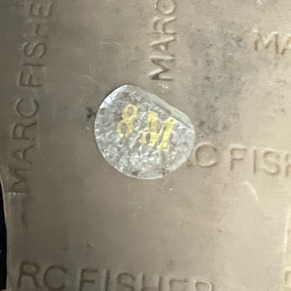 Marc Fisher Haya Black Leather Suede Cork Ankle Strap Peep Toe Wedge Sandal, 8 - Picture 8 of 8